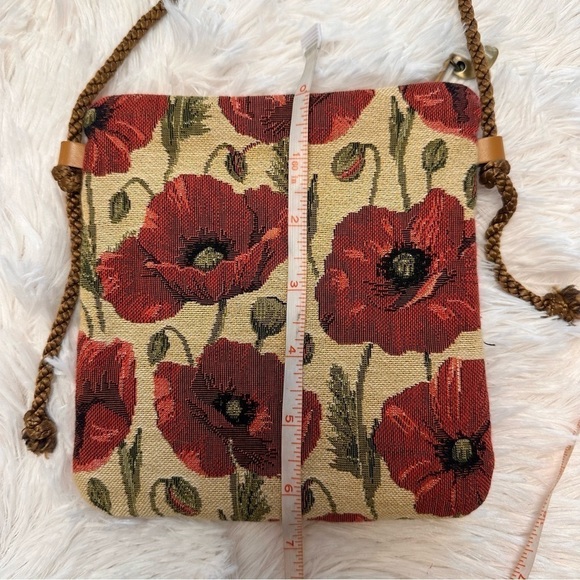 Poppy Flower Tapestry Crossbody Bag - Picture 7 of 9